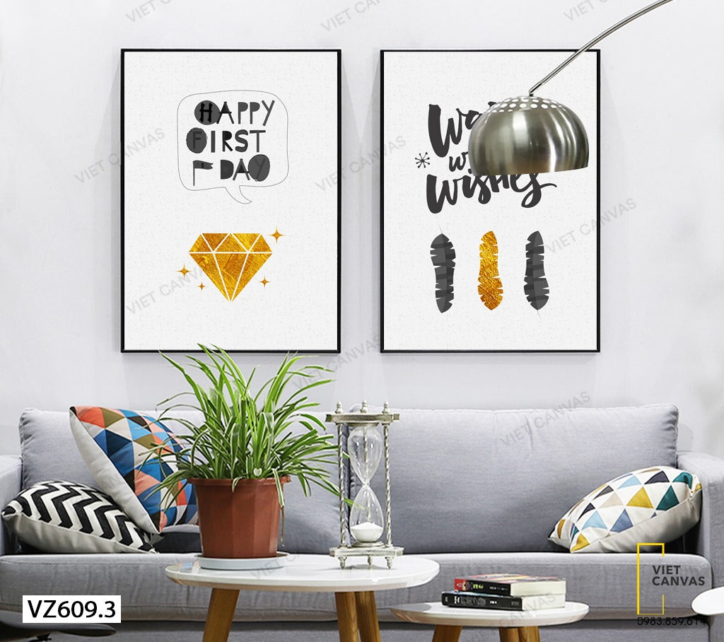 Bộ 2 Tranh Kim Cương Và Quotes - VZ609.3