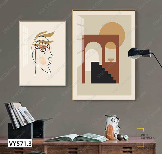 Bộ 2 Tranh Hình Cô Gái Và Những Cảnh Vật - VY571.3