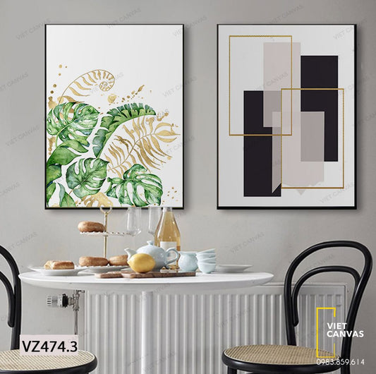Bộ 2 Tranh Hoa Và Hình Nghệ Thuật - VZ474.3