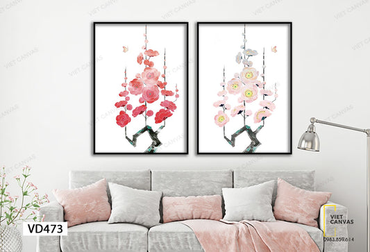 Bộ 2 Tranh Hoa Đào Khoe Sắc - VD473