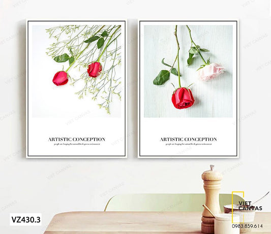 Bộ 2 Tranh Hoa Hồng Biểu Tượng Của Tình Yêu - VZ430.3