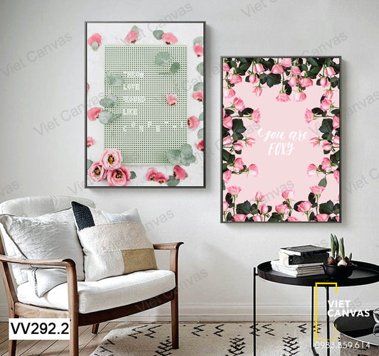 Bộ 2 Tranh Hoa Hồng Và Quotes - VV292.2