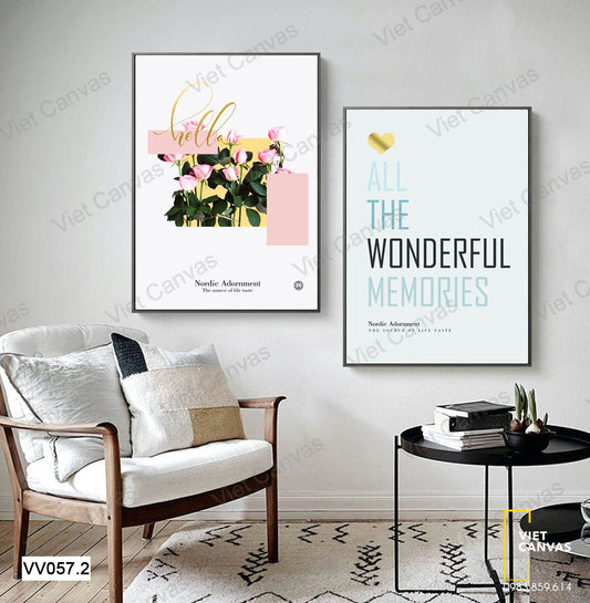 Bộ 2 Tranh Hoa Hồng Rực Rỡ Và Quotes - VV057.2