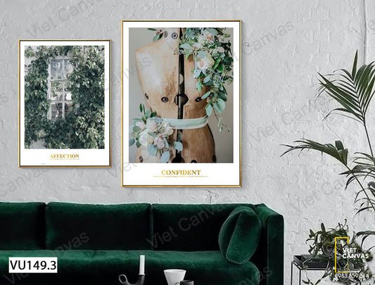 Bộ 2 Tranh Hoa Lá Bên Khung Cửa Sổ - VU149.3