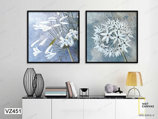 Bộ 2 Tranh Bông Hoa Trắng Tinh Khôi - VZ451