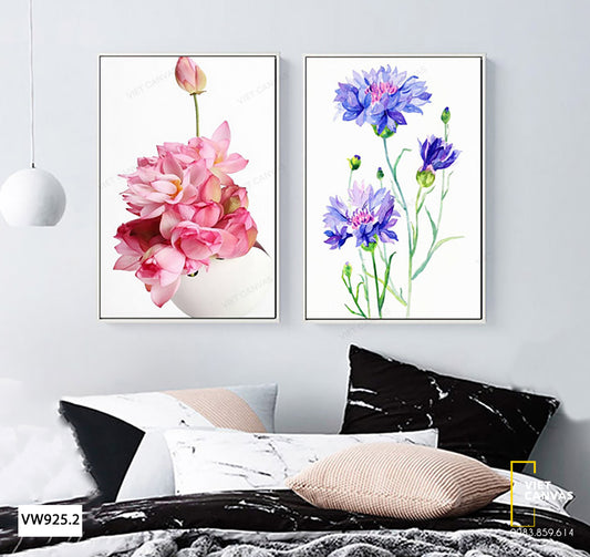 Bộ 2 Tranh Hoa Sen Và Cẩm Chướng - VW925.2