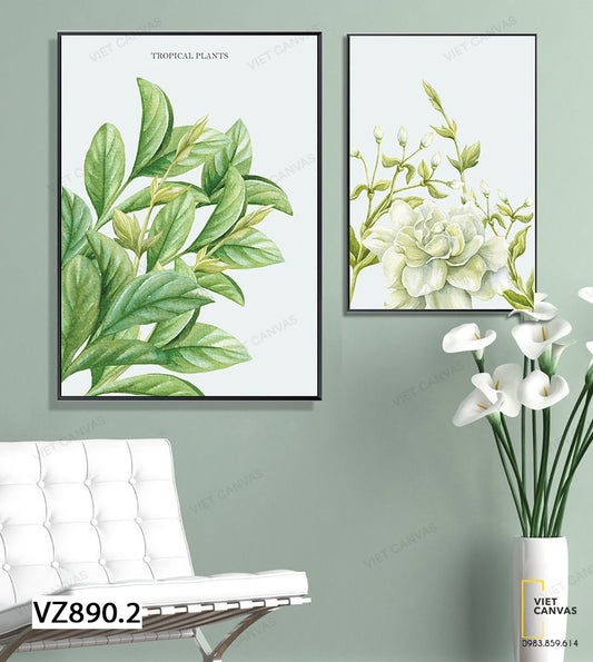 Bộ 2 Tranh Hoa Và Lá Nhẹ Nhàng - VZ890.2