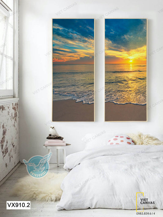 Bộ 2 Tranh Hoàng Hôn Trên Biển - VX910.2