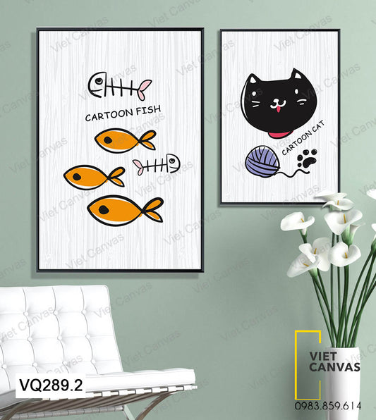 Bộ 2 Tranh Mèo Và Cá - VQ289.2