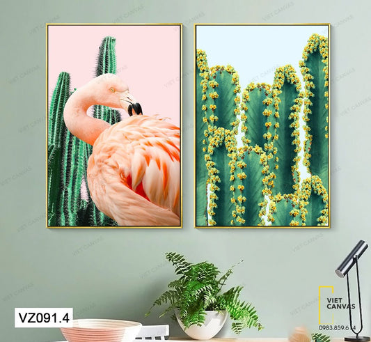 Bộ 2 Tranh Hồng Hạc Và Xương Rồng - VZ091.4
