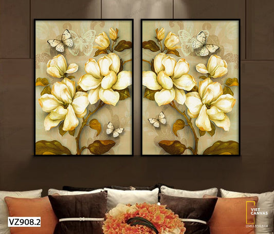 Bộ 2 Tranh Hương Thơm Hoa Mẫu Đơn - VZ908.2