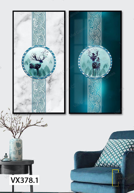 Bộ 2 Tranh Hươu Nghệ Thuật - VX378.1