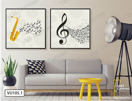 Bộ 2 Tranh Cây Kèn Và Nốt Nhạc - VU105.1