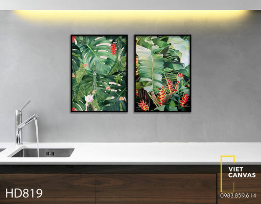 Bộ 2 Tranh Rừng Lá Cây Xanh - HD819