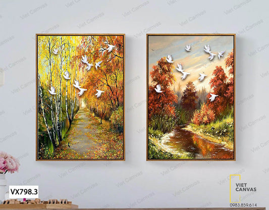 Bộ 2 Tranh Khu Rừng Chim Bay - VX798.3