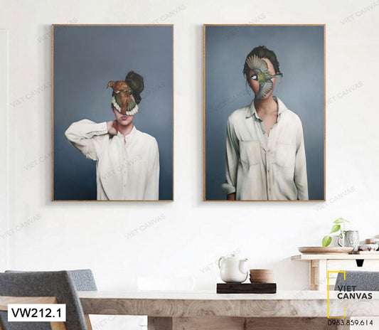 Bộ 2 Tranh Khuôn Mặt Bí Ẩn Của Hai Cô Gái - VW212.1