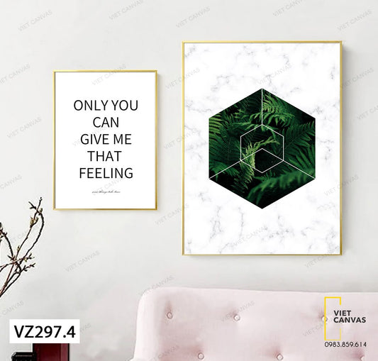 Bộ 2 Tranh Lá Cây Dương Xỉ Và Quotes - VZ297.4