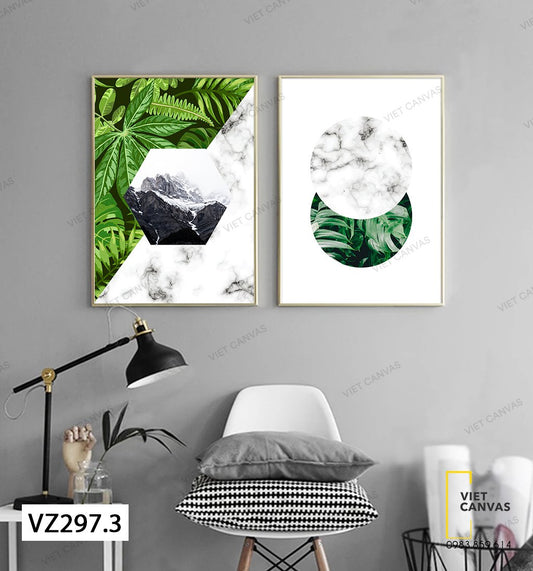 Bộ 2 Tranh Lá Cây Màu Xanh - VZ297.3