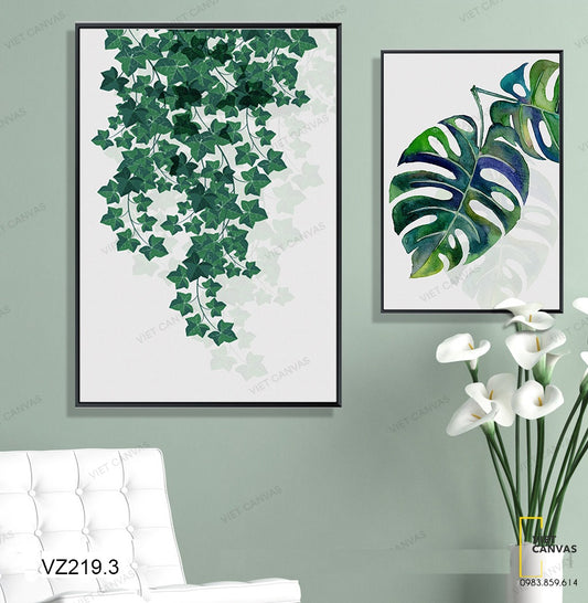 Bộ 2 Tranh Lá Cây Màu Xanh Tinh Tế - VZ219.3