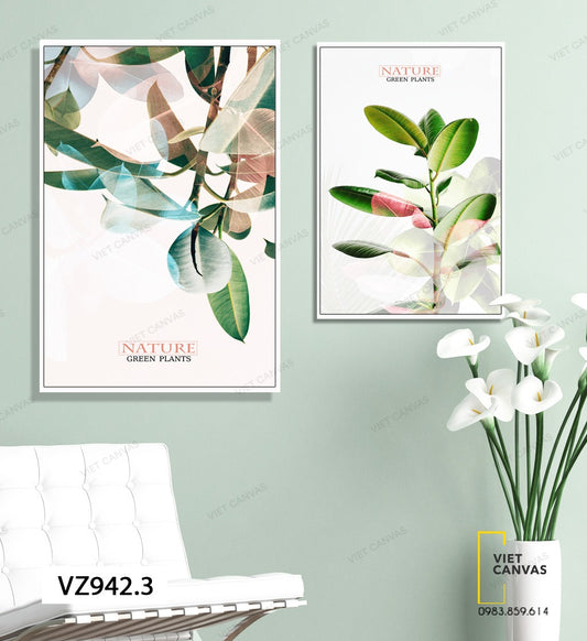 Bộ 2 Tranh Lá Cây Xanh Tươi - VZ942.3