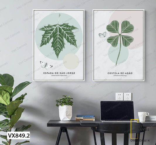 Bộ 2 Tranh Lá Cây Tươi Xanh - VX849.2