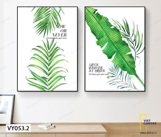 Bộ 2 Tranh Lá Chuối Và Cỏ Cây - VY053.2