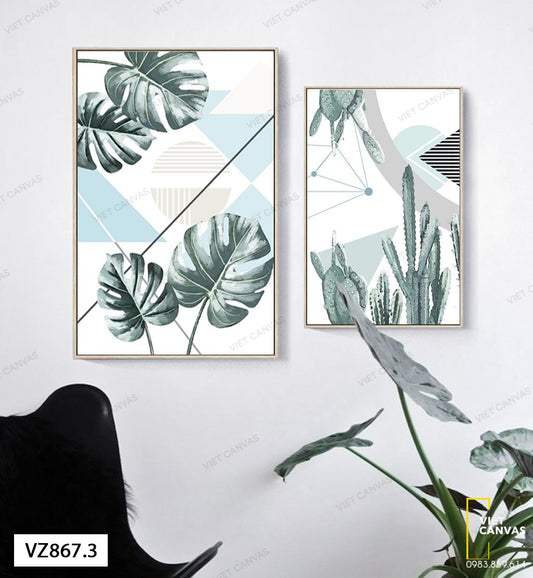 Bộ 2 Tranh Lá Và Xương Rồng - VZ867.3