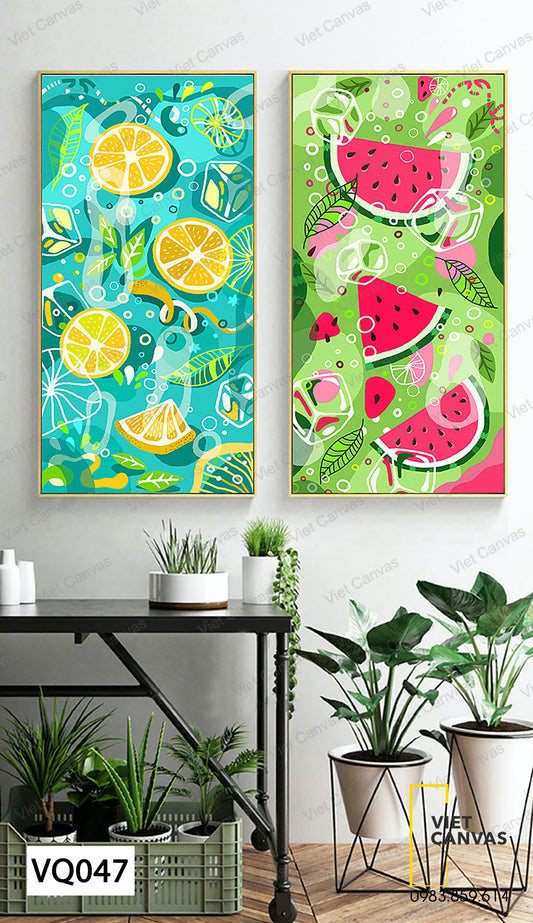 Bộ 2 Tranh Lát Chanh Và Dưa Hấu - VQ047