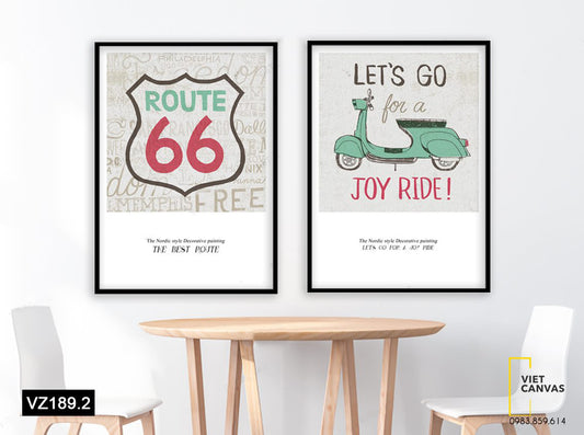Bộ 2 Tranh Xe Máy Và Quotes - VZ189.2