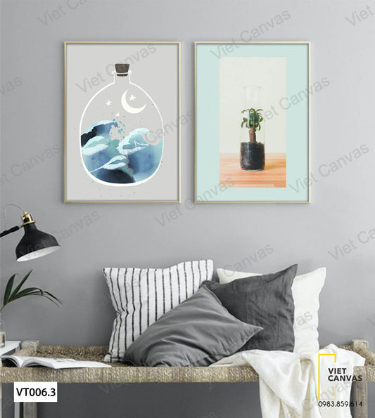 Bộ 2 Tranh Chậu Cây Và Lọ Thủy Tinh - VT006.3
