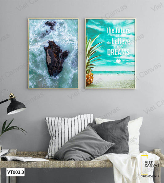 Bộ 2 Tranh Biển Và Quả Khóm - VT003.3