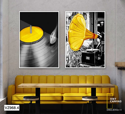 Bộ 2 Tranh Máy Phát Nhạc Cổ Điển - VZ988.4