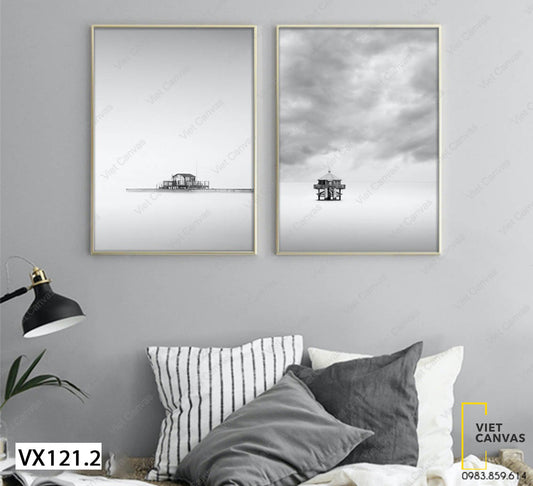 Bộ 2 Tranh Ngôi Nhà Và Bầu Trời - VX121.2