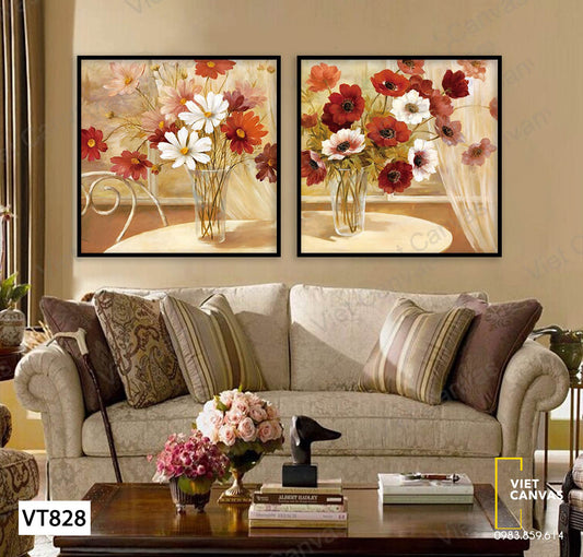 Bộ 2 Tranh Những Bình Hoa Cúc Tây - VT828