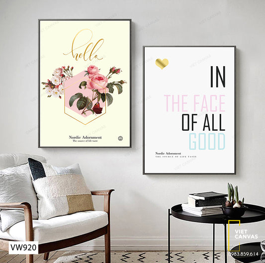 Bộ 2 Tranh Hoa Hồng Và Quotes - VW920