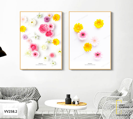 Bộ 2 Tranh Hoa Hồng Và Hoa Đồng Tiền - VV258.2