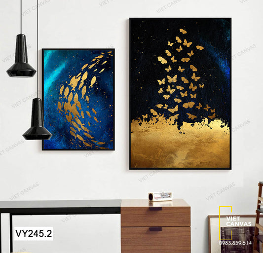 Bộ 2 Tranh Những Con Bướm Và Đàn Cá - VY245.2