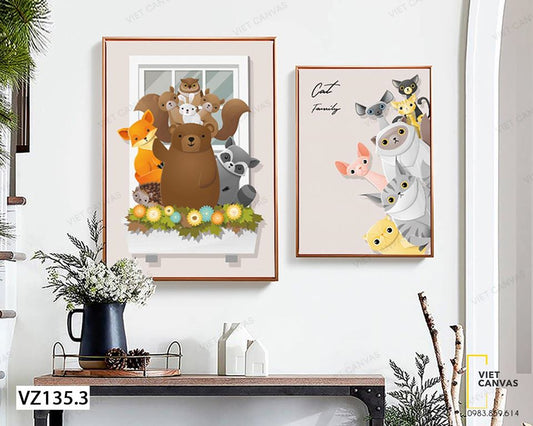 Bộ 2 Tranh Những Con Thú Ngộ Nghĩnh - VZ135.3