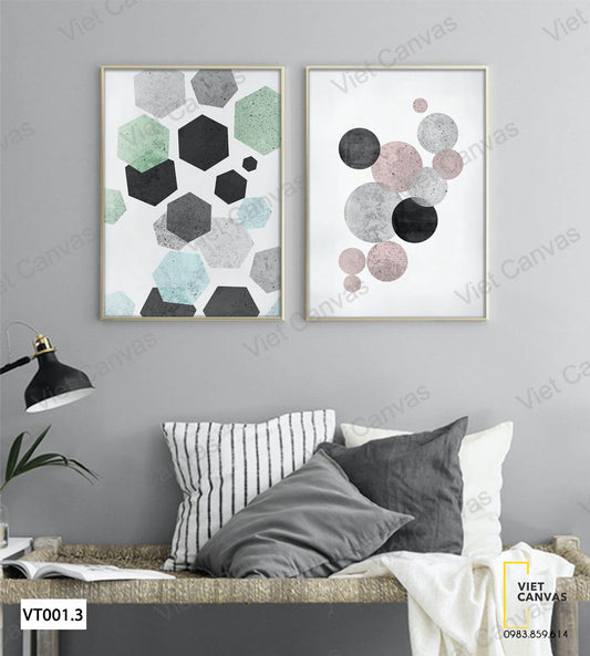 Bộ 2 Tranh Hình Lục Giác Và Hình Tròn - VT001.3