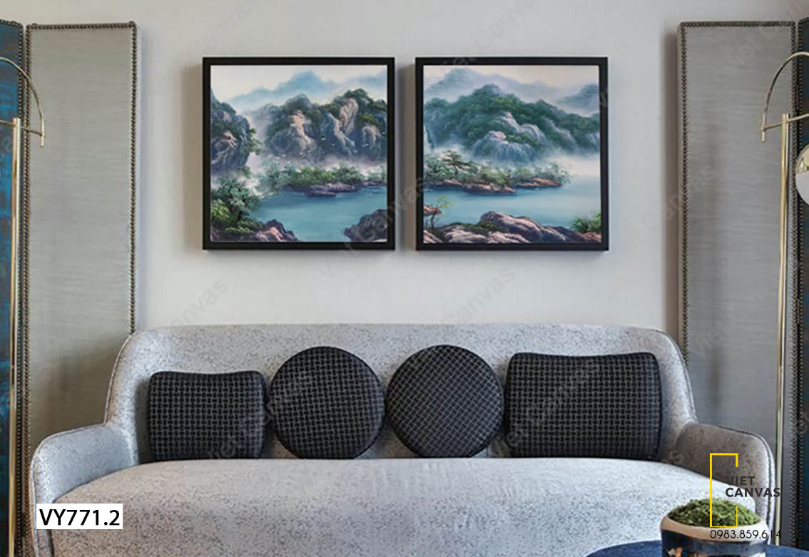 Bộ 2 Tranh Núi Rừng Và Hồ Nước - VY771.2