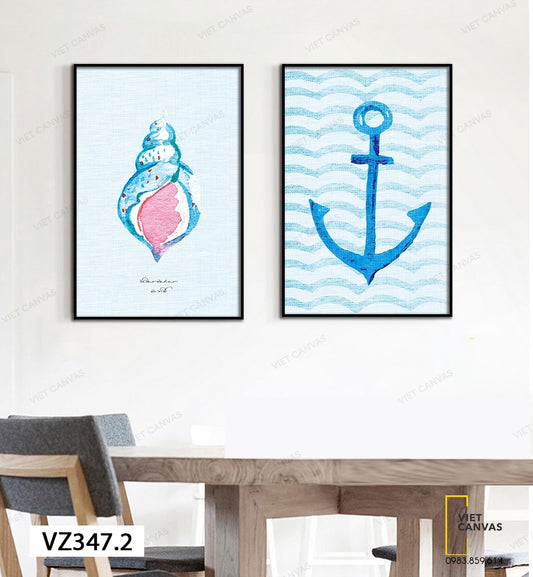 Bộ 2 Tranh Ốc Biển Và Neo Thuyền - VZ347.2