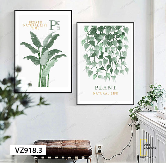 Bộ 2 Tranh Lá Xanh Và Tàu Lá Chuối - VZ918.3