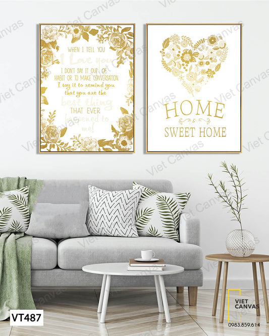 Bộ 2 Tranh Quotes Và Hoa Lá - VT487