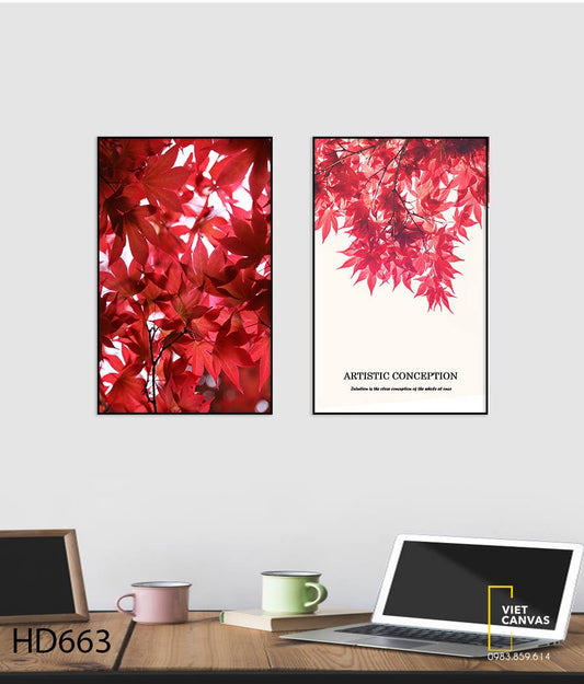 Bộ 2 Tranh Cành Lá Đỏ - HD663