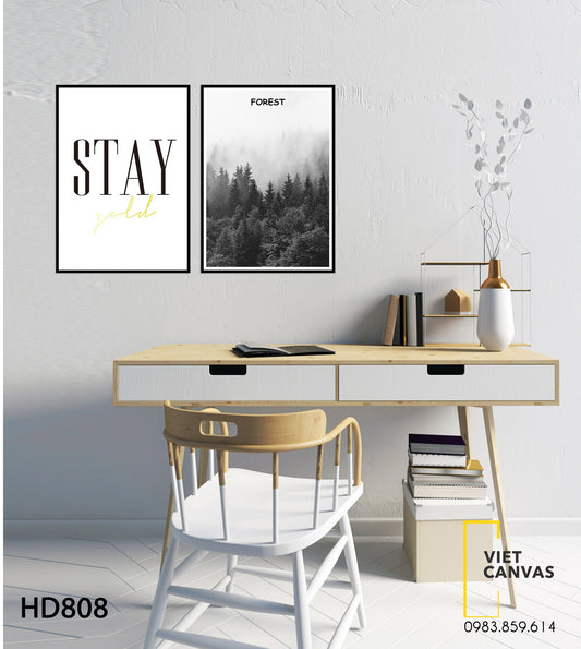 Bộ 2 Tranh Rừng Thông Hoang Sơ Và Quotes - HD808
