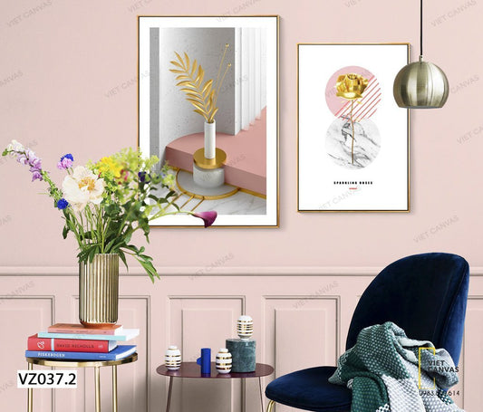 Bộ 2 Tranh Sắc Vàng Hoa Lá - VZ037.2