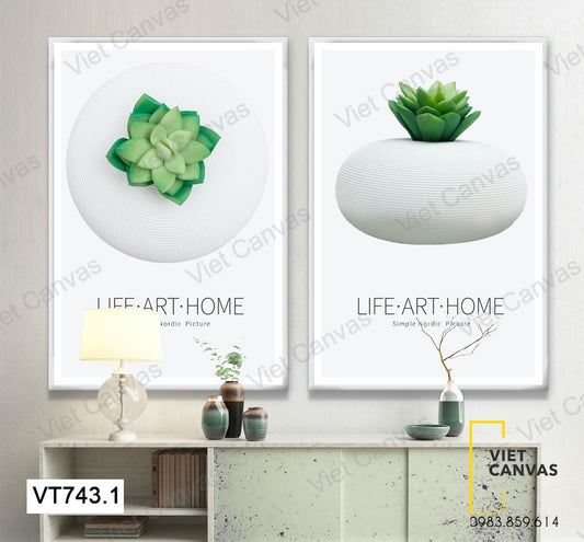 Bộ 2 Tranh Sen Đá - VT743.1