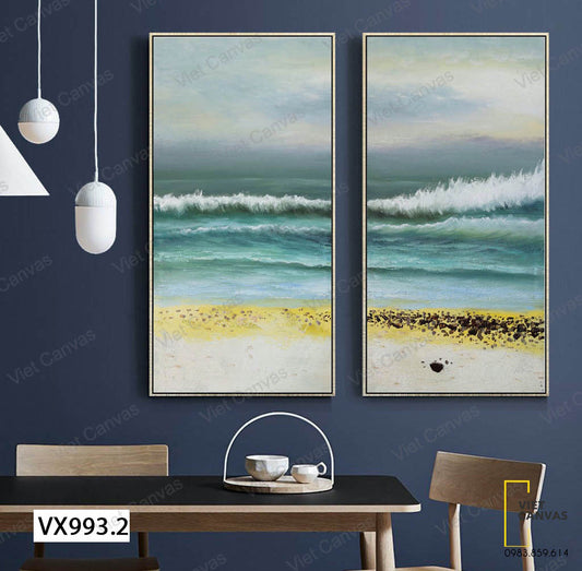 Bộ 2 Tranh Sóng Vỗ Bên Bờ - VX993.2