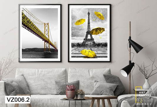 Bộ 2 Tranh Tháp Eiffel Và Cây Cầu - VZ006.2