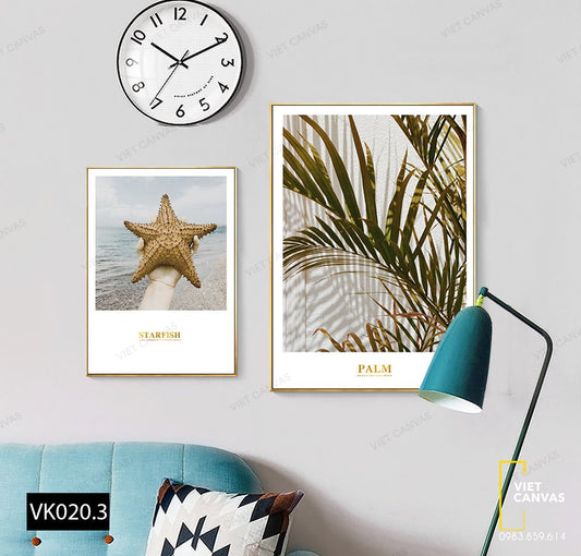 Bộ 2 Tranh Sao Biển Và Lá Cây - VK020.3